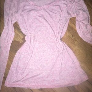 Pink V-Neck Long Sleeve Women's Top